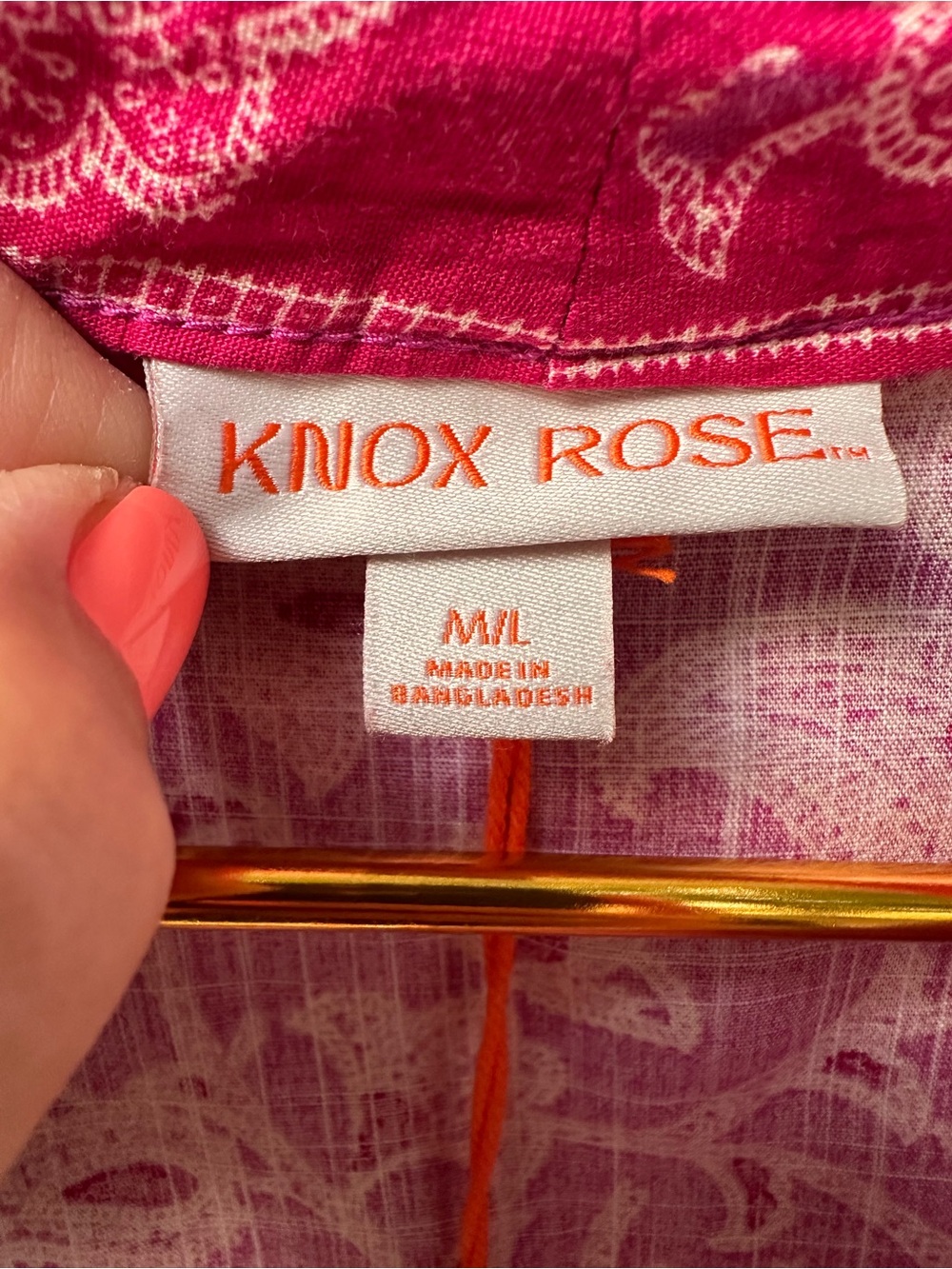 Knox Rose Paisley Kimono Robe Pink Cotton Rayon Tie Belt NWT M/L Lounge - Picture 4 of 12